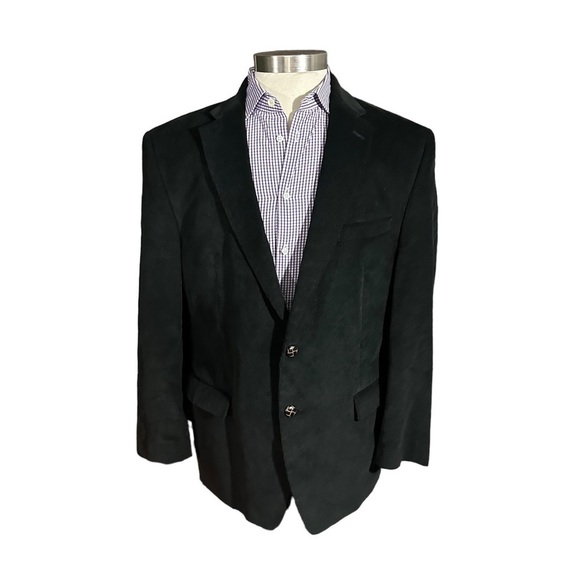 Ralph Lauren Black Corduroy Sport Coat Two Button Jacket Sz 44L 100% Cotton Suit - Picture 1 of 16